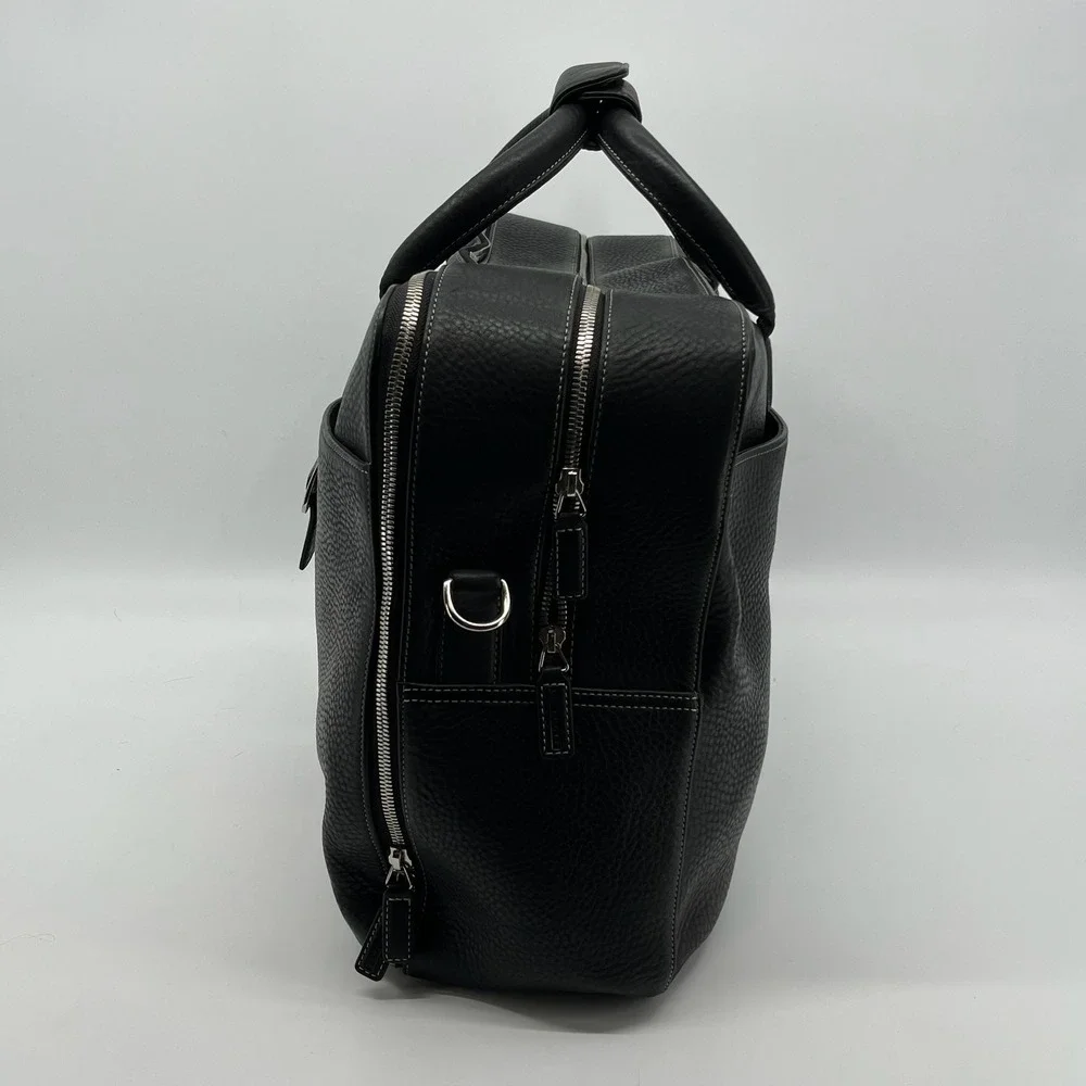 Levenger Pebbled Leather Briefcase Black Executive Business Laptop Portfolio Bag